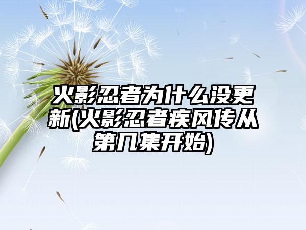 火影忍者为什么没更新(火影忍者疾风传从第几集开始)