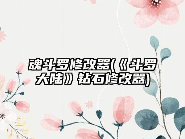 魂斗罗修改器(《斗罗大陆》钻石修改器)