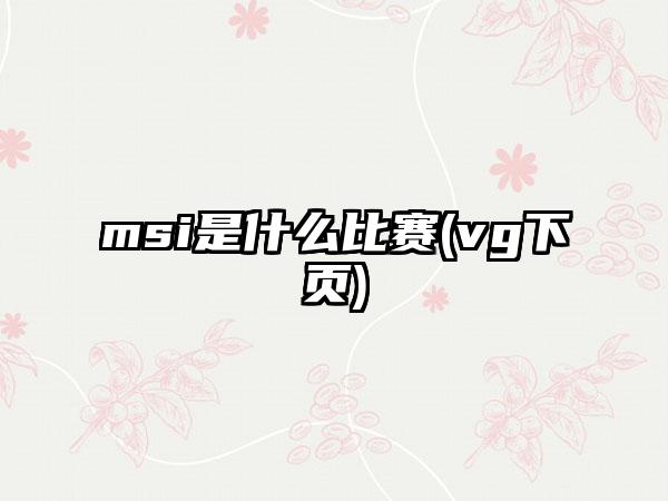 msi是什么比赛(vg下页)
