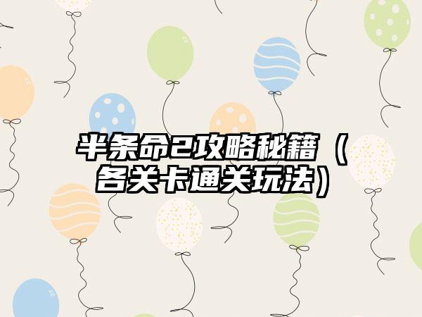 半条命2攻略秘籍（各关卡通关玩法）