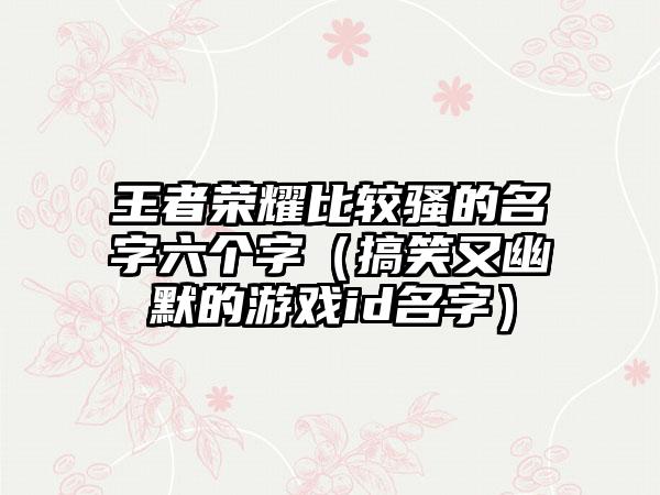 王者荣耀比较骚的名字六个字（搞笑又幽默的游戏id名字）