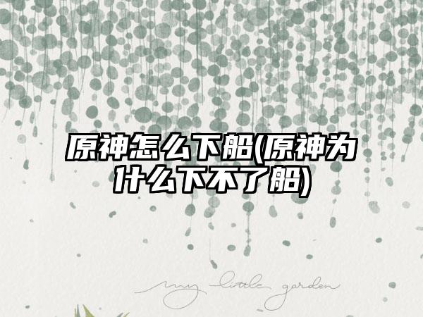 原神怎么下船(原神为什么下不了船)