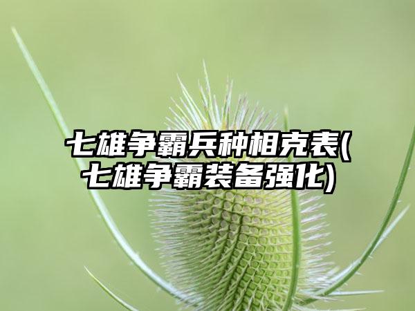 七雄争霸兵种相克表(七雄争霸装备强化)