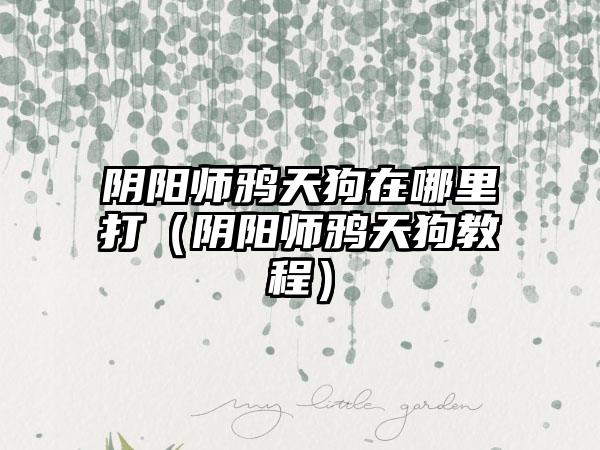 阴阳师鸦天狗在哪里打（阴阳师鸦天狗教程）