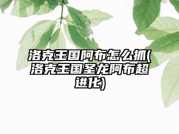 洛克王国阿布怎么抓(洛克王国圣龙阿布超进化)