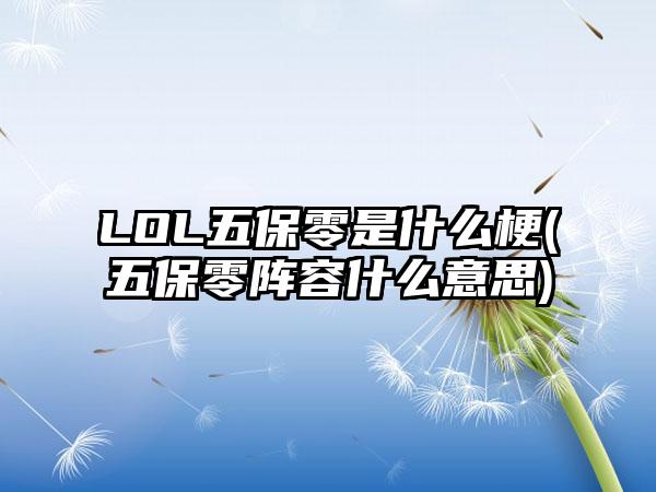 LOL五保零是什么梗(五保零阵容什么意思)