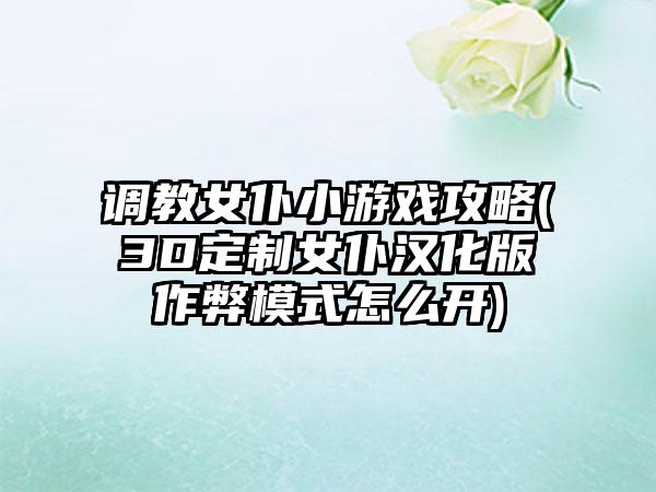 调教女仆小游戏攻略(3D定制女仆汉化版作弊模式怎么开)