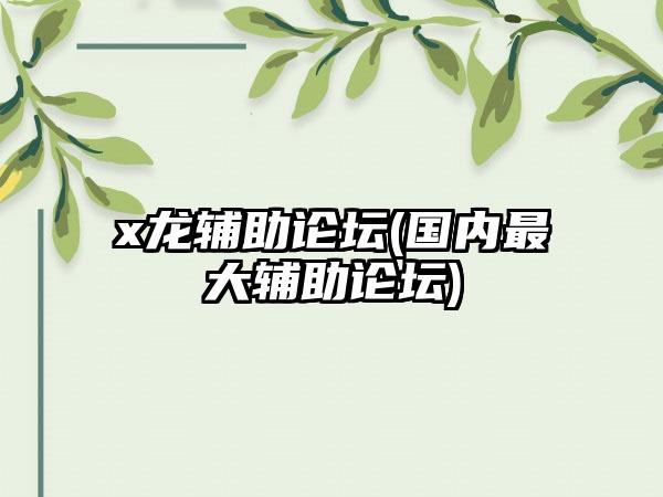 x龙辅助论坛(国内最大辅助论坛)