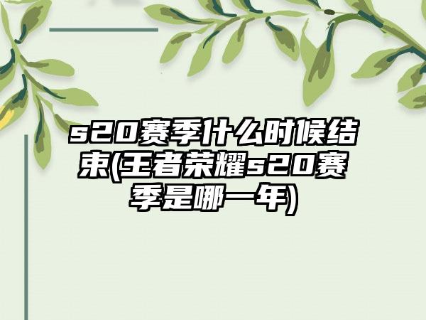 s20赛季什么时候结束(王者荣耀s20赛季是哪一年)