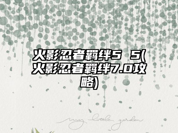 火影忍者羁绊5 5(火影忍者羁绊7.0攻略)