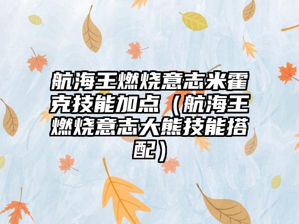 航海王燃烧意志米霍克技能加点（航海王燃烧意志大熊技能搭配）