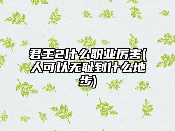 君王2什么职业厉害(人可以无耻到什么地步)