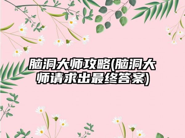 脑洞大师攻略(脑洞大师请求出最终答案)