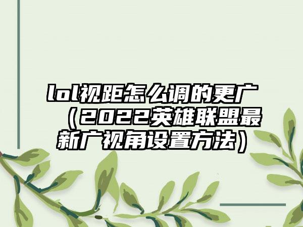 lol视距怎么调的更广（2022英雄联盟最新广视角设置方法）