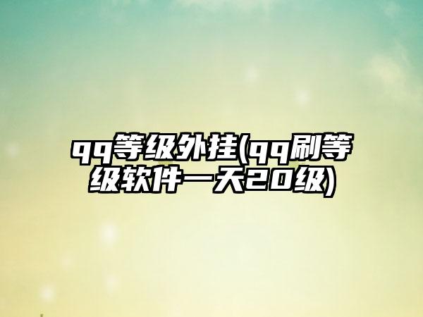 qq等级外挂(qq刷等级软件一天20级)