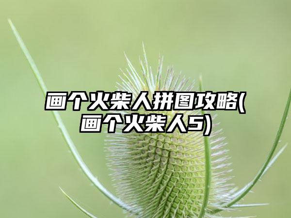 画个火柴人拼图攻略(画个火柴人5)