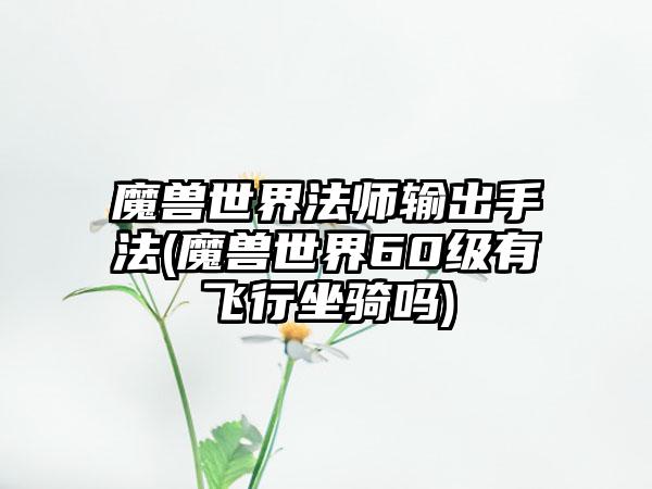 魔兽世界法师输出手法(魔兽世界60级有飞行坐骑吗)