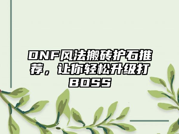 DNF风法搬砖护石推荐，让你轻松升级打BOSS