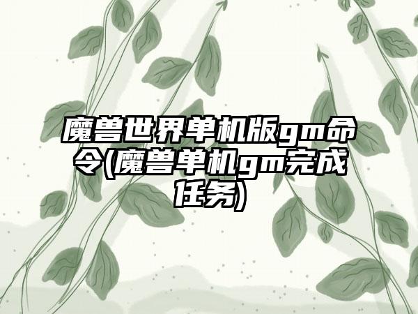 魔兽世界单机版gm命令(魔兽单机gm完成任务)