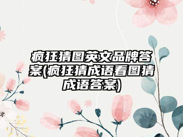 疯狂猜图英文品牌答案(疯狂猜成语看图猜成语答案)