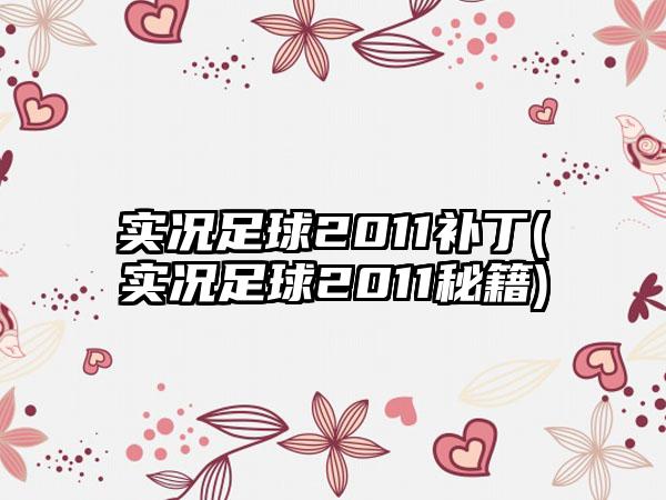 实况足球2011补丁(实况足球2011秘籍)