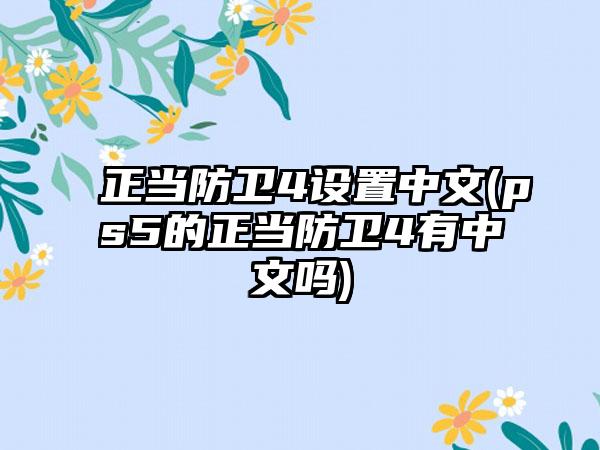 正当防卫4设置中文(ps5的正当防卫4有中文吗)