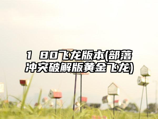 1 80飞龙版本(部落冲突破解版黄金飞龙)