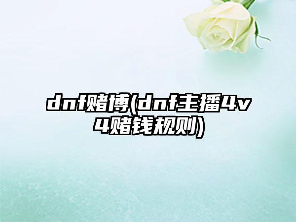 dnf赌博(dnf主播4v4赌钱规则)