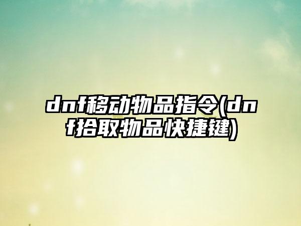 dnf移动物品指令(dnf拾取物品快捷键)