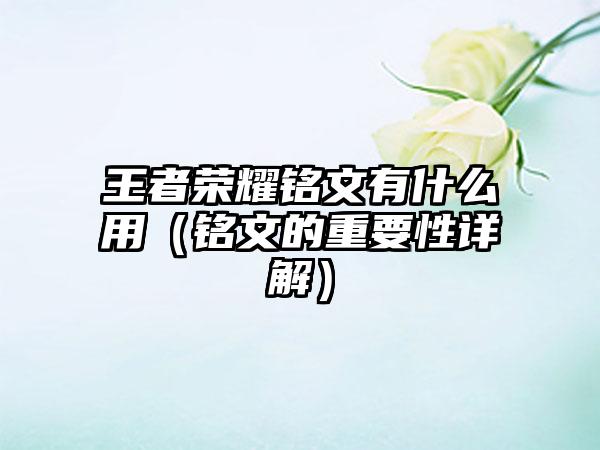 王者荣耀铭文有什么用（铭文的重要性详解）