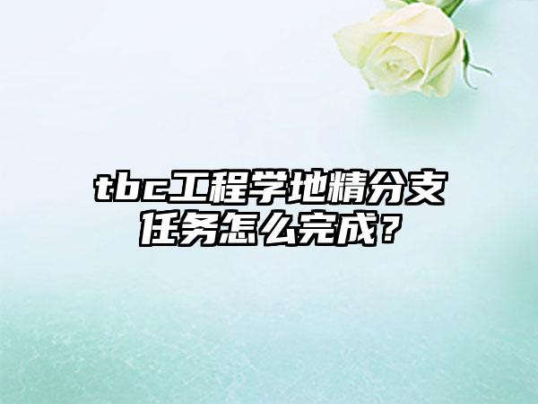 tbc工程学地精分支任务怎么完成？