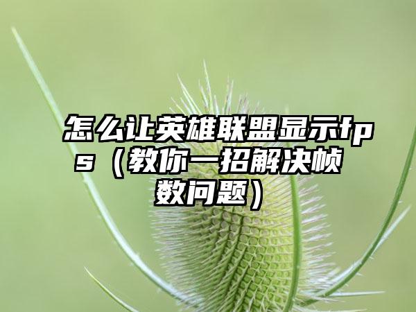 怎么让英雄联盟显示fps（教你一招解决帧数问题）