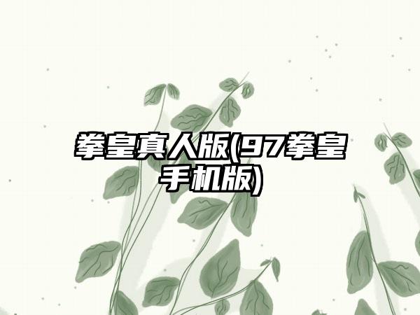 拳皇真人版(97拳皇手机版)