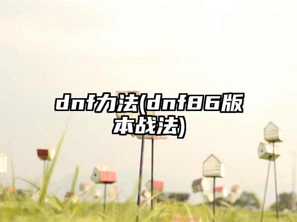 dnf力法(dnf86版本战法)