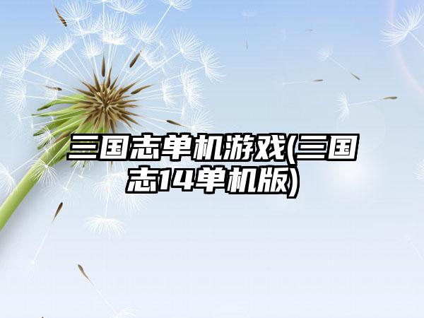 三国志单机游戏(三国志14单机版)