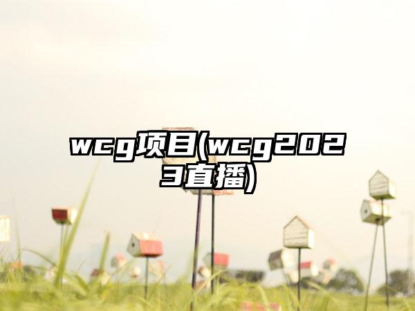 wcg项目(wcg2023直播)