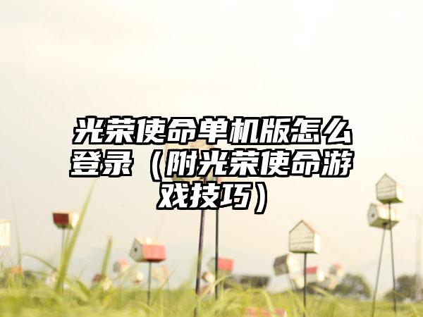 光荣使命单机版怎么登录（附光荣使命游戏技巧）