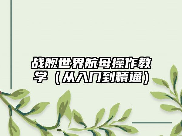 战舰世界航母操作教学（从入门到精通）