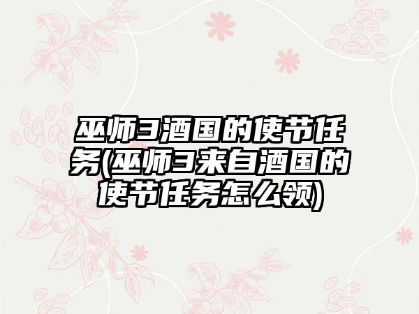 巫师3酒国的使节任务(巫师3来自酒国的使节任务怎么领)