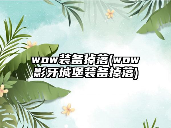 wow装备掉落(wow影牙城堡装备掉落)