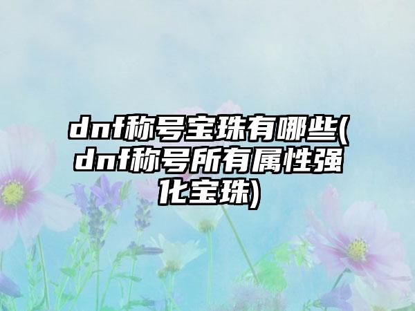 dnf称号宝珠有哪些(dnf称号所有属性强化宝珠)