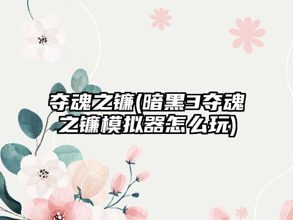 夺魂之镰(暗黑3夺魂之镰模拟器怎么玩)