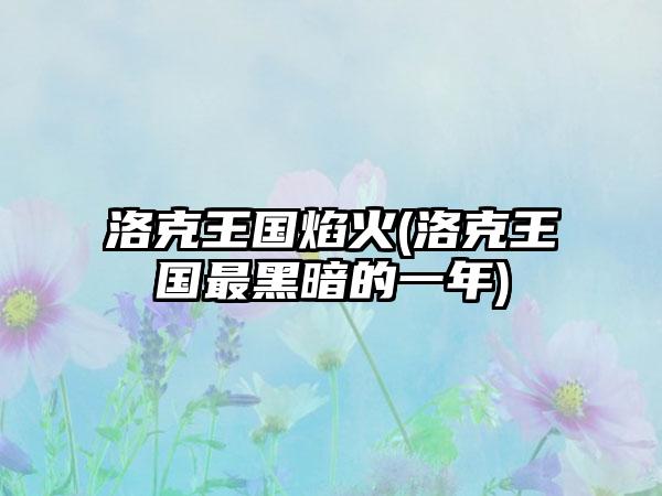 洛克王国焰火(洛克王国最黑暗的一年)