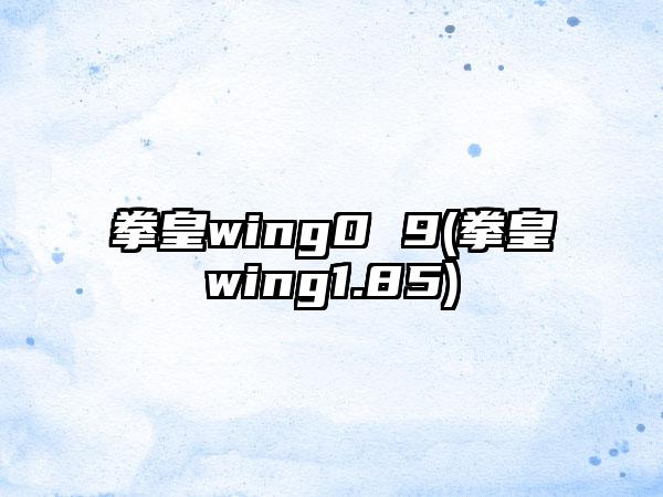 拳皇wing0 9(拳皇wing1.85)