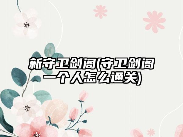 新守卫剑阁(守卫剑阁一个人怎么通关)