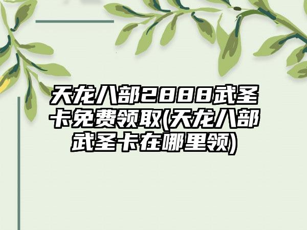 天龙八部2888武圣卡免费领取(天龙八部武圣卡在哪里领)