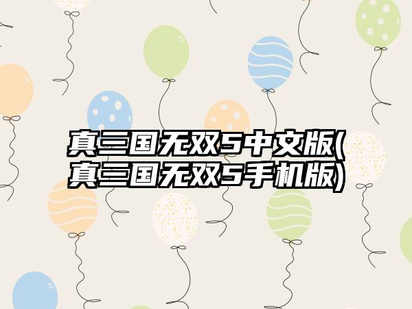 真三国无双5中文版(真三国无双5手机版)