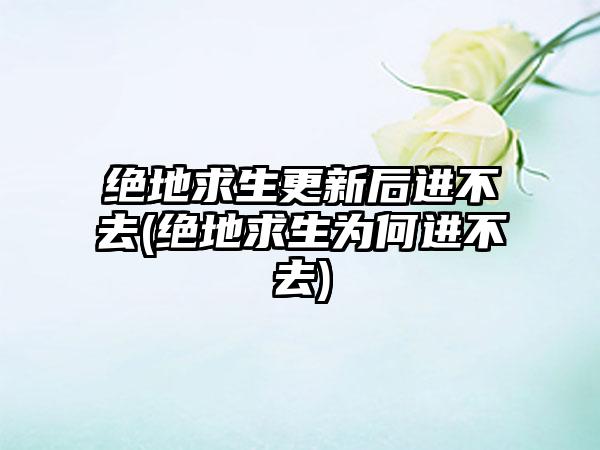 绝地求生更新后进不去(绝地求生为何进不去)