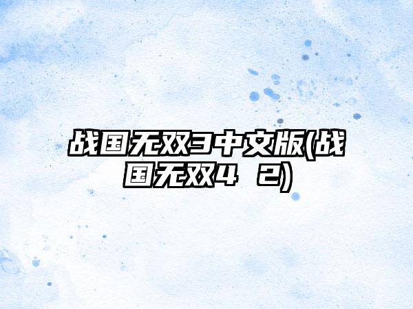 战国无双3中文版(战国无双4 2)