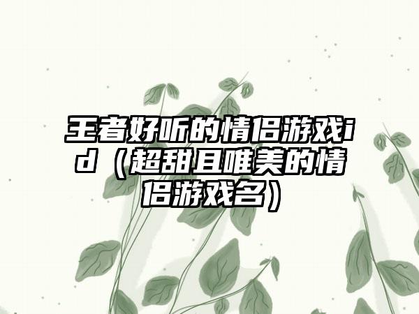 王者好听的情侣游戏id（超甜且唯美的情侣游戏名）